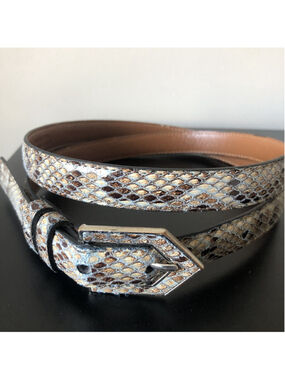 Lauren Ralph Lauren Skinny Snake Skin Belt XL